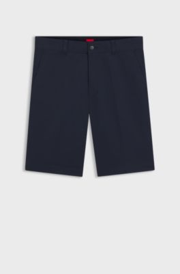 Regular-fit shorts with slim leg and buttoned pockets, Dark Blue