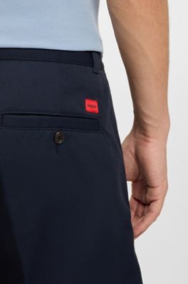 Regular-fit shorts with slim leg and buttoned pockets, Dark Blue