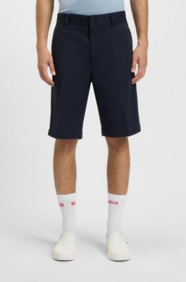 Regular-fit shorts with slim leg and buttoned pockets, Dark Blue