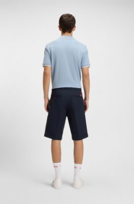 Regular-fit shorts with slim leg and buttoned pockets, Dark Blue