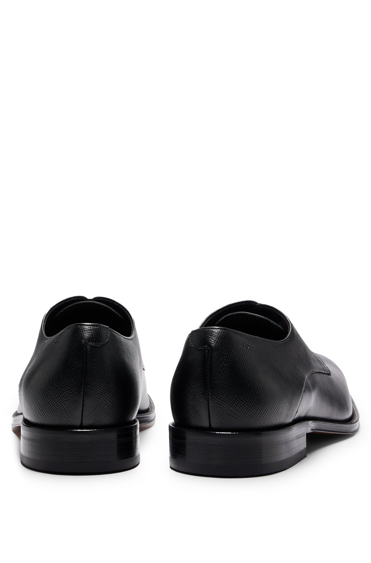 Italian-made Derby shoes in smooth and printed leather, Black