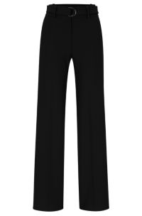 Regular-fit broek met verstelbare riem met D-ring, Zwart