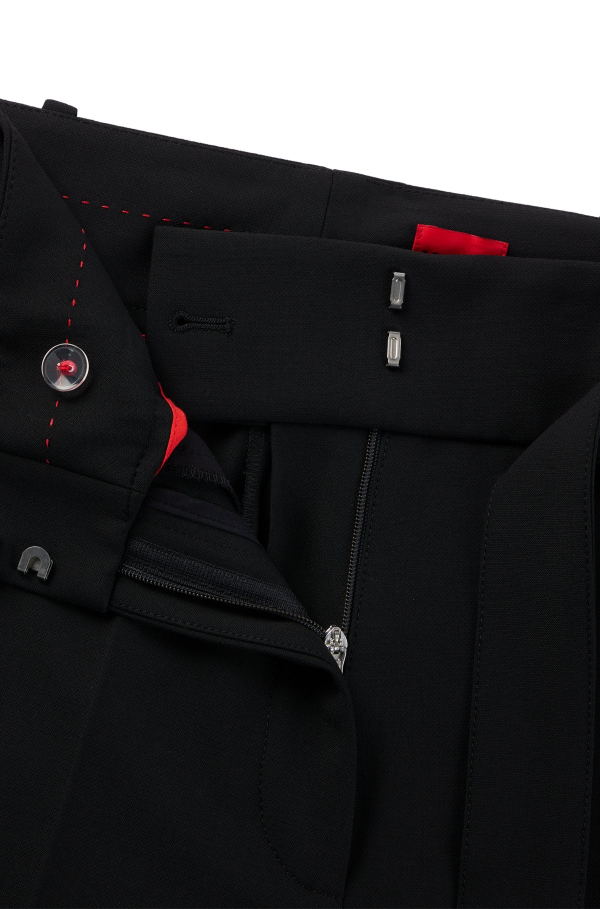 Regular-fit trousers with adjustable D-ring belt, Black