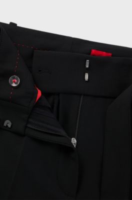 Regular-fit trousers with adjustable D-ring belt, Black