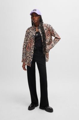 Regular-fit trousers with adjustable D-ring belt, Black