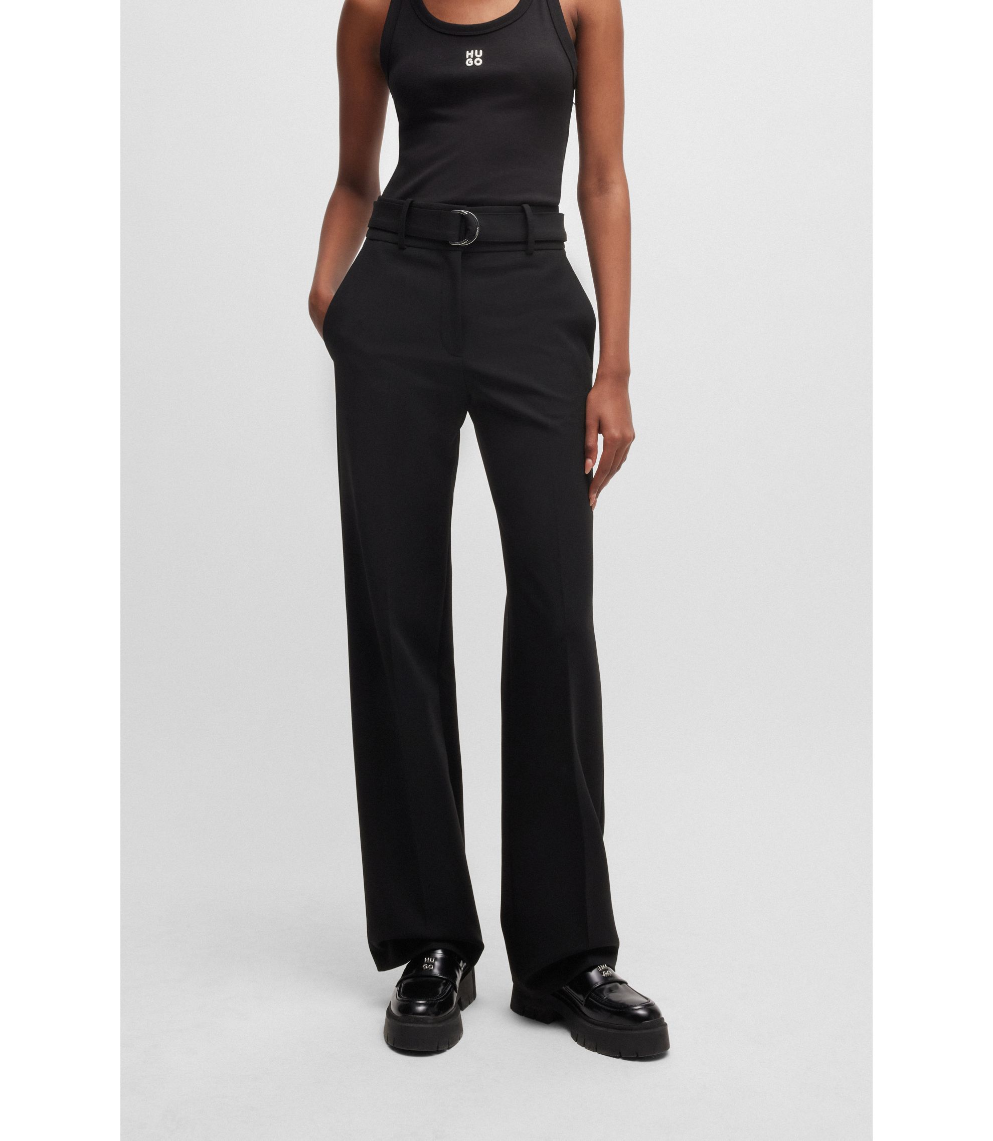 Regular-Fit Hose mit verstellbarem D-Ring-Gürtel