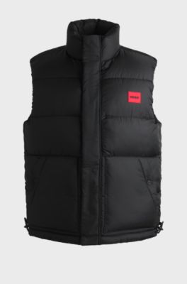 Water-repellent gilet with red logo label, Black