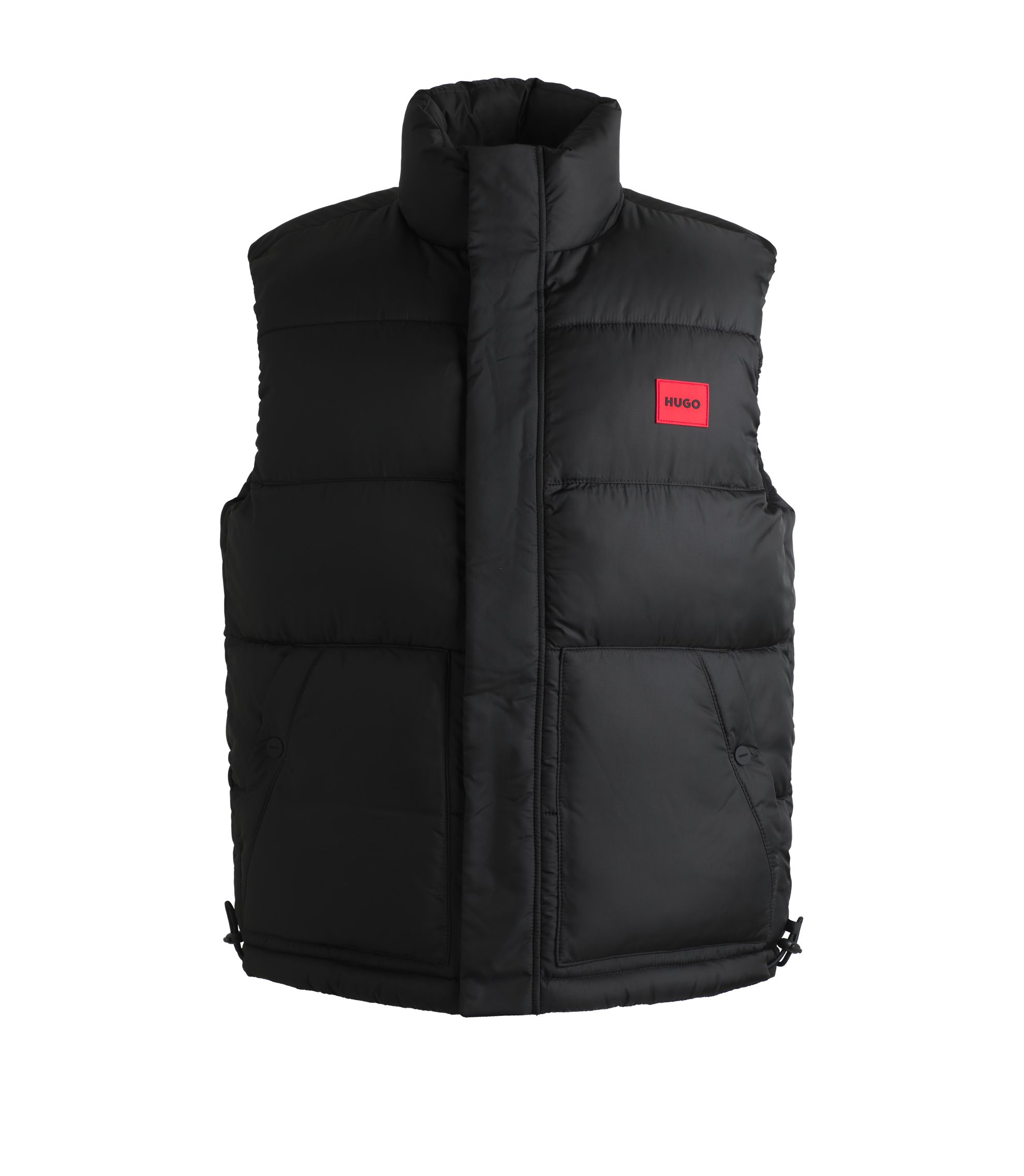 HUGO - Water-repellent gilet with red logo label - Black