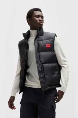 Water-repellent gilet with red logo label, Black