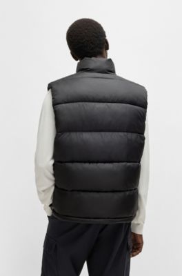 Water-repellent gilet with red logo label, Black
