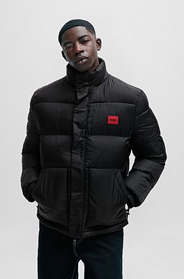 HUGO - Water-repellent puffer jacket with red logo badge