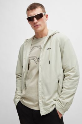 BOSS - Relaxed-Fit Overshirt mit Kapuze und Logo-Detail