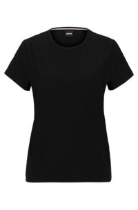 Cotton-blend T-shirt with 3D-structured knitted monograms, Black