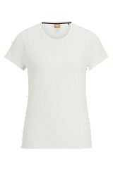 T-shirt en coton mélangé avec monogrammes en maille 3D, Blanc
