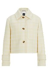 Relaxed-fit jacket in Italian checked cloth, Light Beige