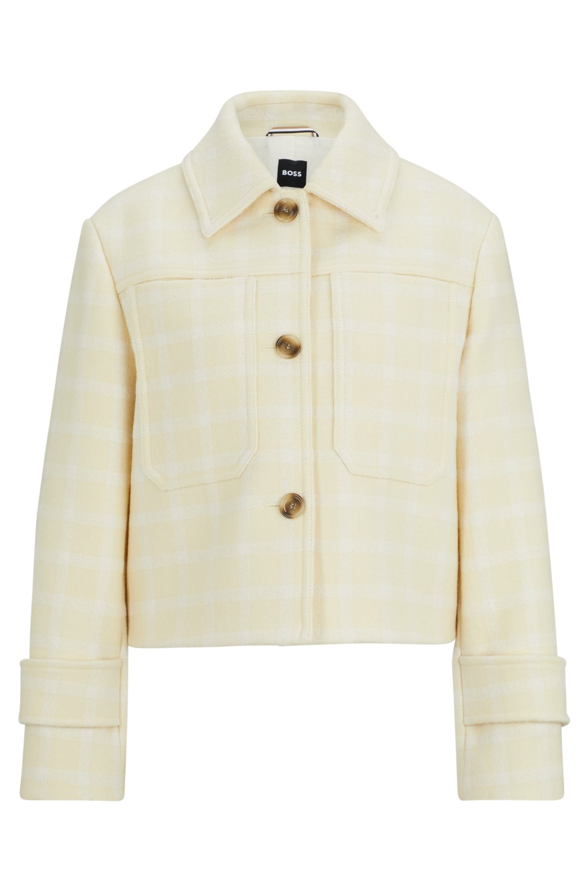 Relaxed-fit jacket in Italian checked cloth, Light Yellow