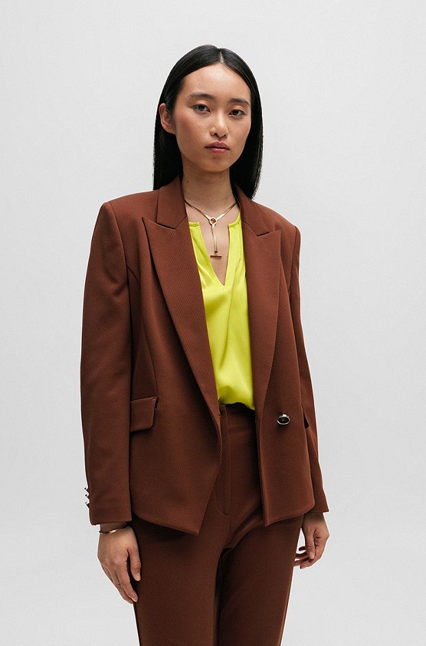 Regular-fit jacket in stretch twill, Brown