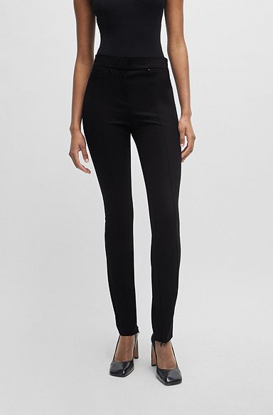Extra-slim-fit trousers in quick-dry stretch cloth, Black