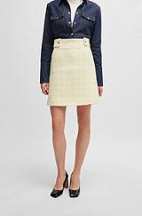 A-line skirt in Italian checked fabric, Light Yellow