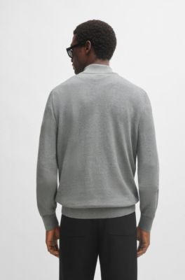 BOSS - Pullover aus fein strukturierter Baumwolle mit Troyerkragen 