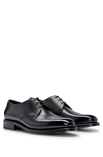 Italian-made Derby shoes in burnished leather, Hugo boss