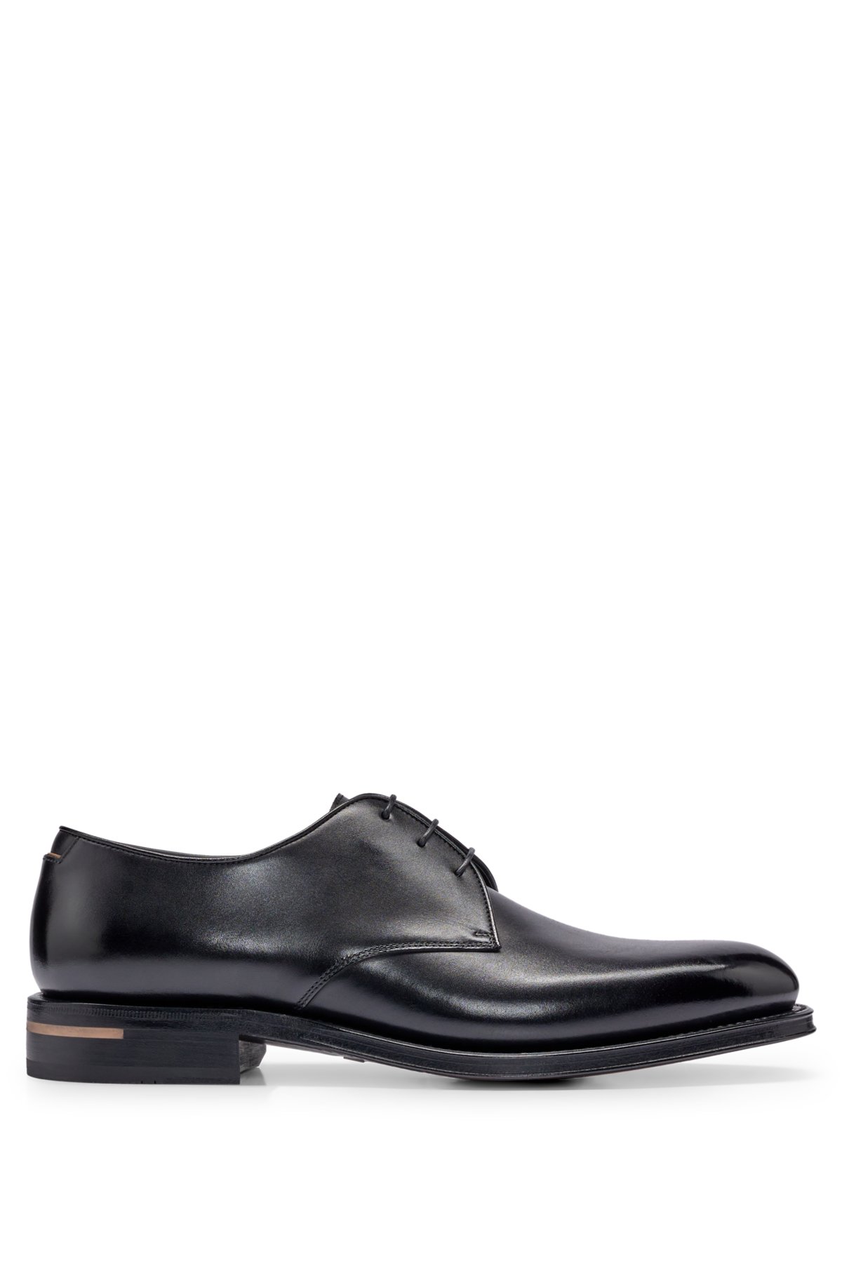 Italian-made Derby shoes in burnished leather, Black