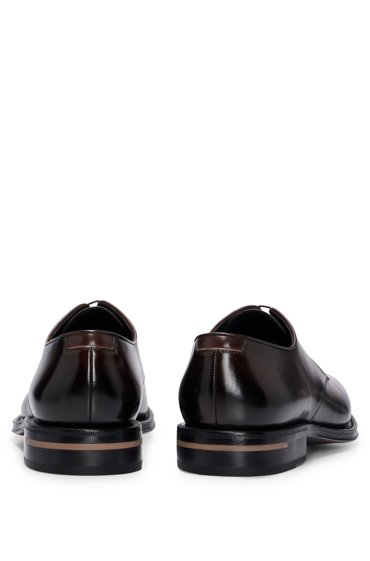 Italian-made Derby shoes in burnished leather, Dark Brown