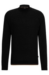 Mock-neck sweater in a wool blend, Black