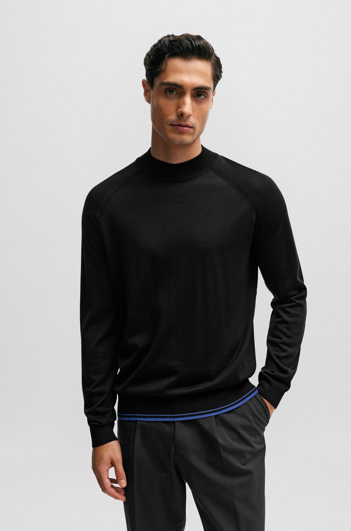 BOSS - Mock-neck sweater in a wool blend