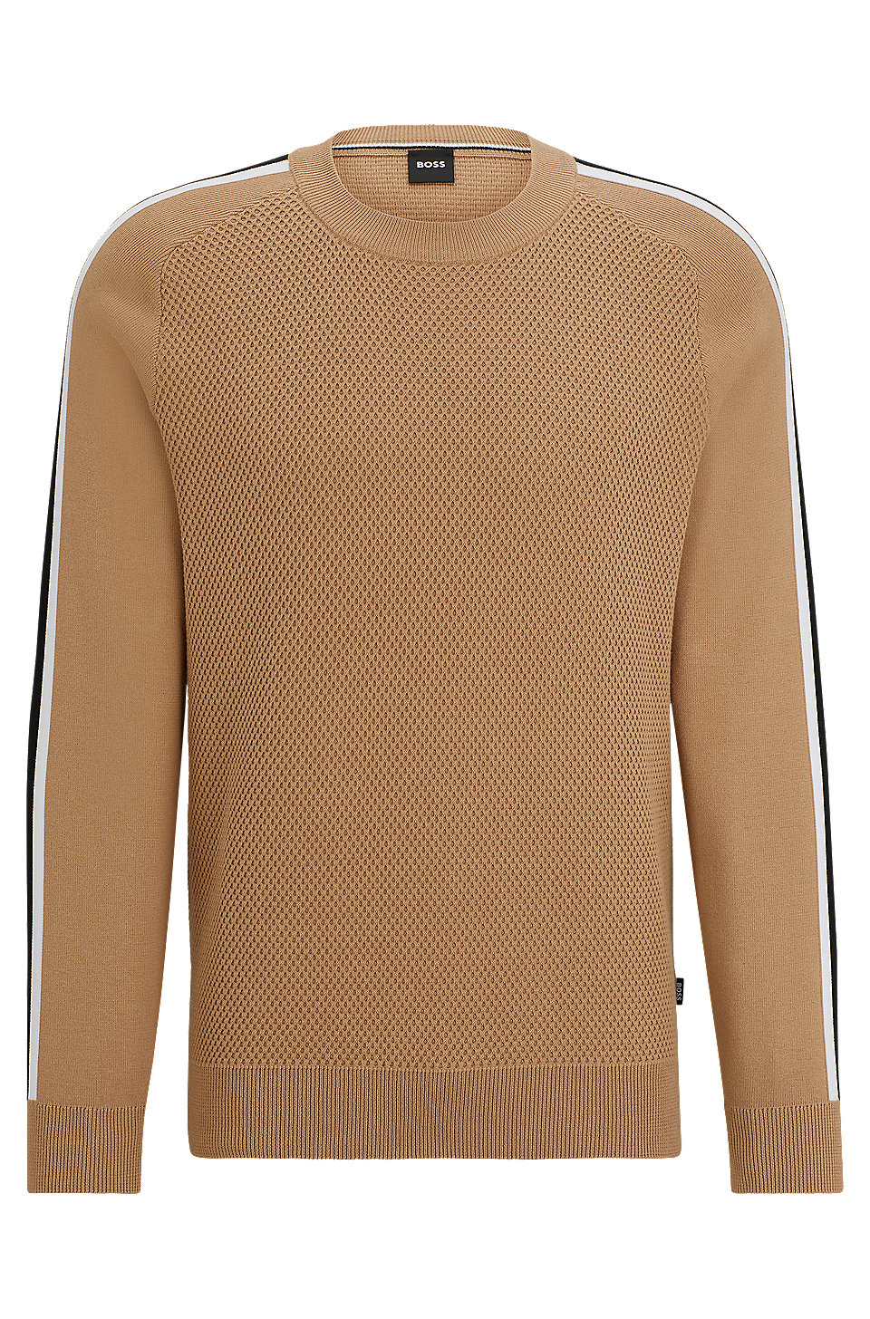 BOSS - Cotton sweater with colour-blocking and mesh detail BOSS - Cotton sweater with colour-blocking and mesh detail