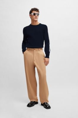 BOSS - Pullover aus Baumwolle mit Colour-Block-Design und Mesh-Detail 