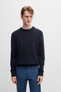 Fein strukturierter Pullover aus Baumwolle, Dunkelblau
