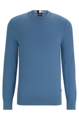 BOSS - Micro-structured crew-neck sweater in cotton