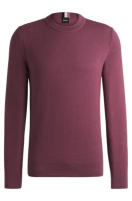 Hugo Boss Micro-structured Sweater In Cotton In Pink