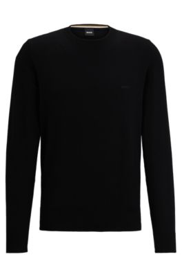 BOSS - Crew-neck sweater in cotton with embroidered logo
