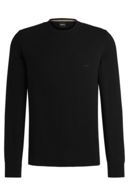 BOSS - Crew-neck sweater in cotton with embroidered logo