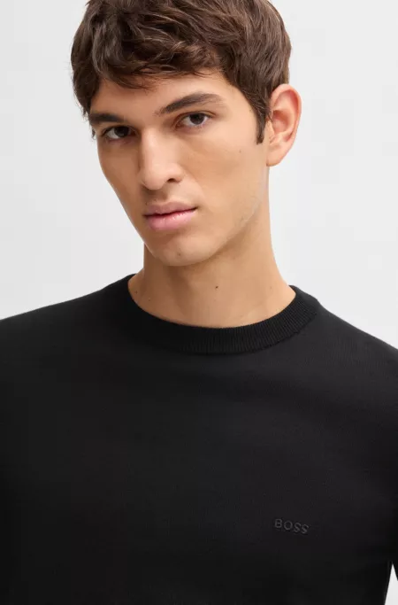 Cotton sweater with embroidered logo
