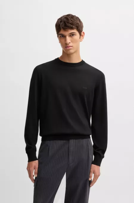 Cotton sweater with embroidered logo