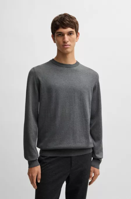 Cotton sweater with embroidered logo