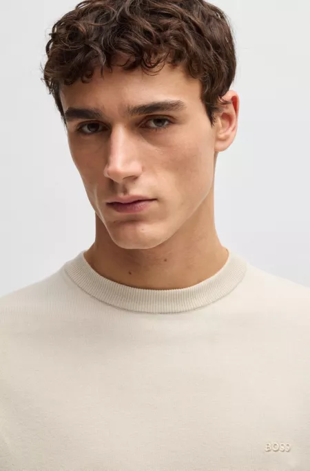 Cotton sweater with embroidered logo
