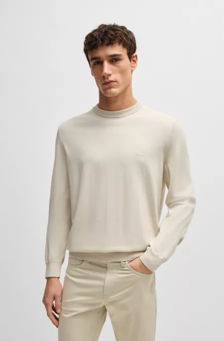 Cotton sweater with embroidered logo