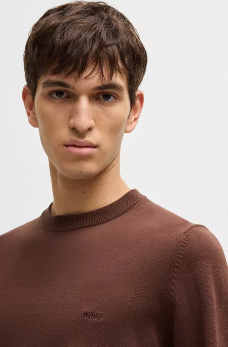 Cotton sweater with embroidered logo