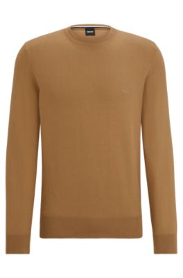 BOSS - Crew-neck sweater in cotton with embroidered logo