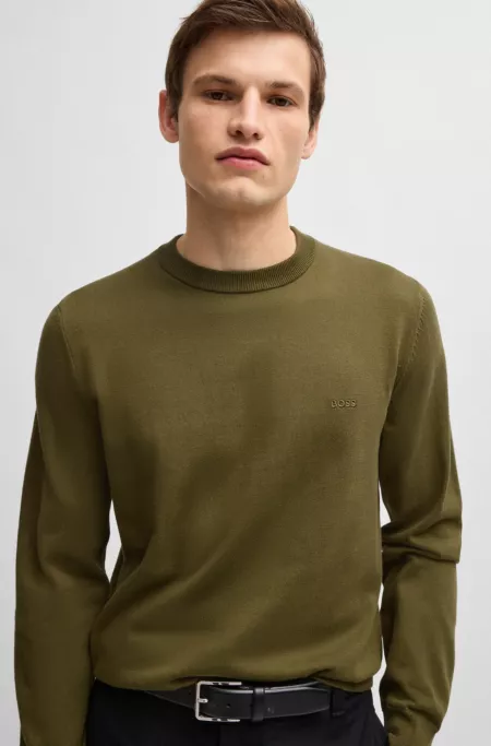 Cotton sweater with embroidered logo
