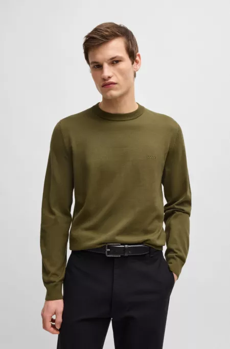 Cotton sweater with embroidered logo
