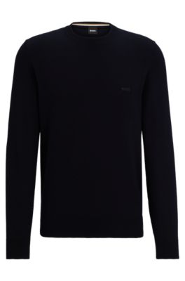 BOSS - Crew-neck sweater in cotton with embroidered logo