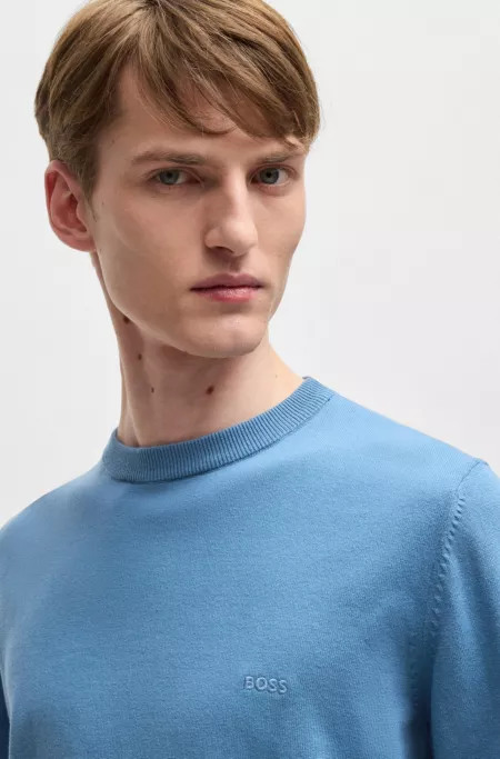 Cotton sweater with embroidered logo