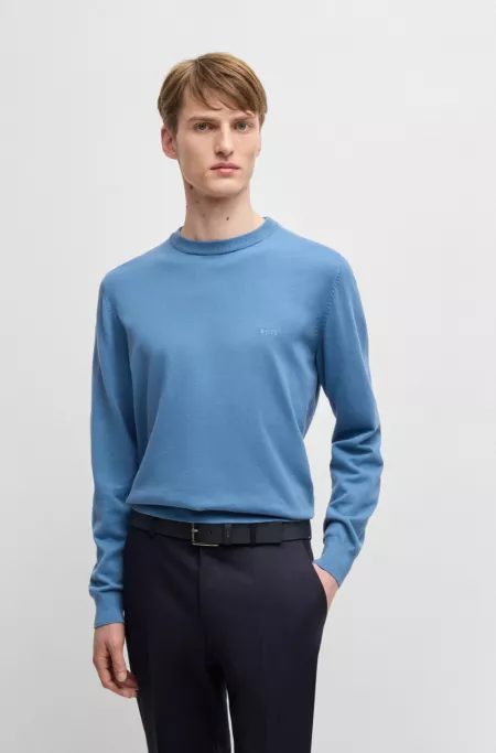 Cotton sweater with embroidered logo