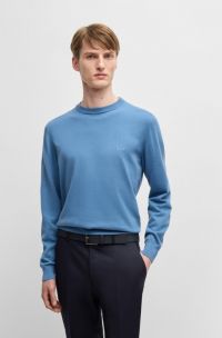 Maglione in cotone con logo ricamato, Blu