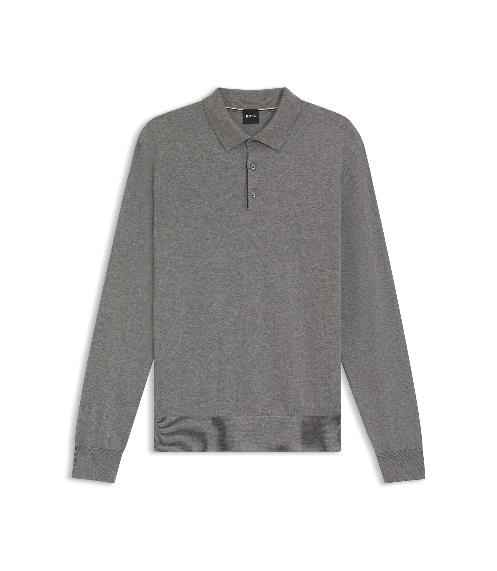 BOSS - コットンセーター ポロカラー - グレー